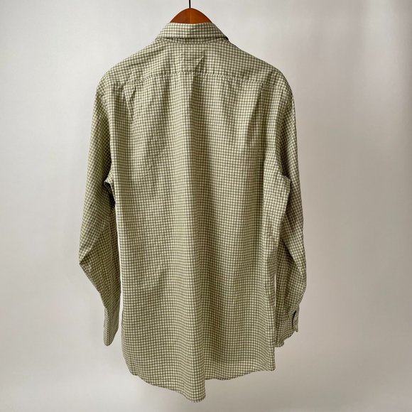 Lacoste Gingham Check Long Sleeve Button Down Shirt, Green/Cream, Size L/XL - Picture 5 of 9